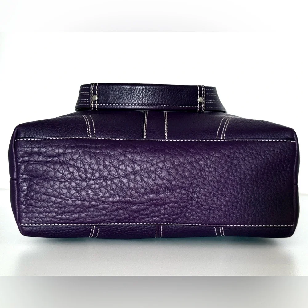 Vintage Coach Hamptons Turnlock Tote F13959 Plum Pebbled Leather - Picture 10 of 13